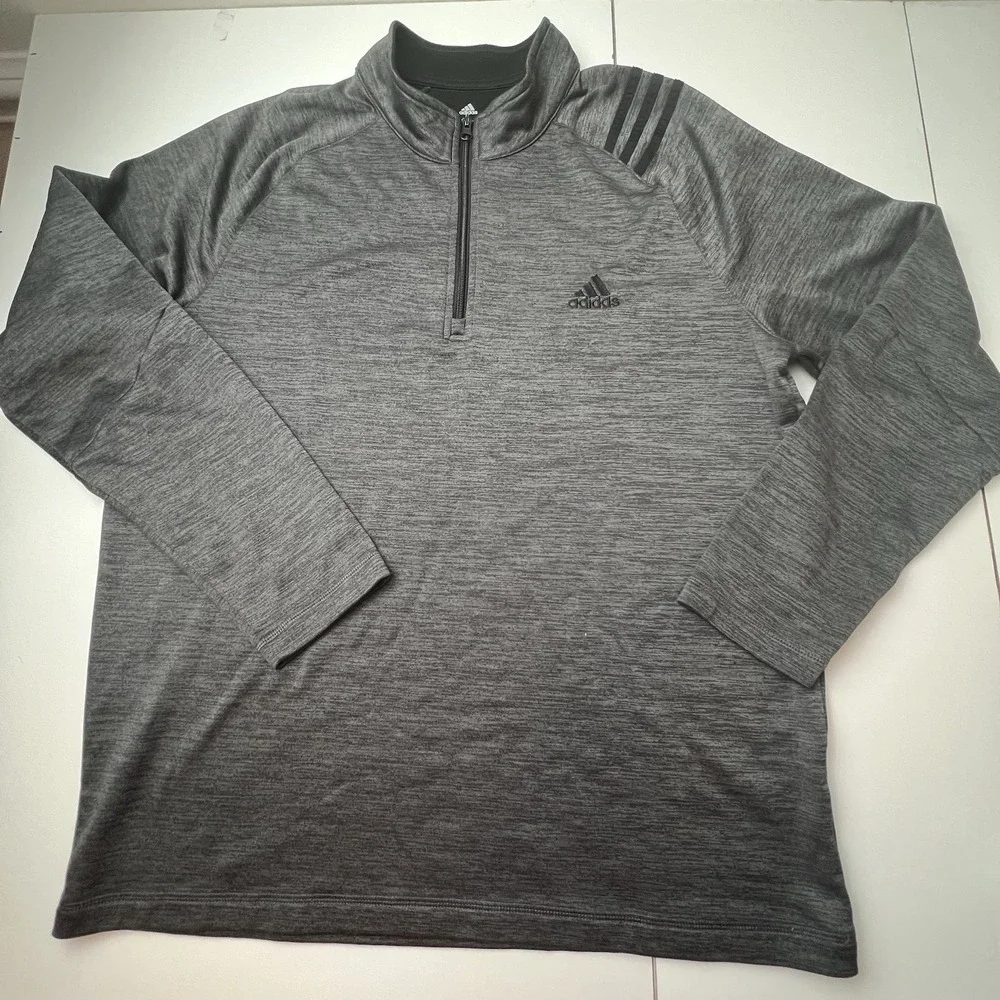 Adidas Golf Men's Sweatshirt Grey and Black Fleece Lined 1/4 Zip Athletic XL